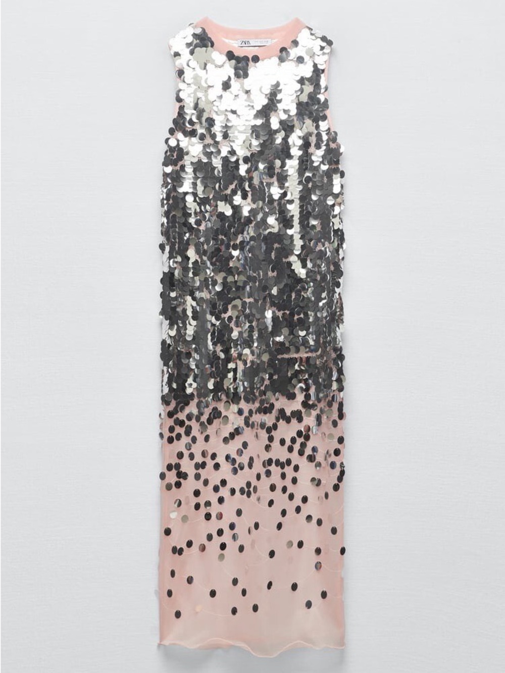 Zara Pink and Silver Sequin Maxi Dress